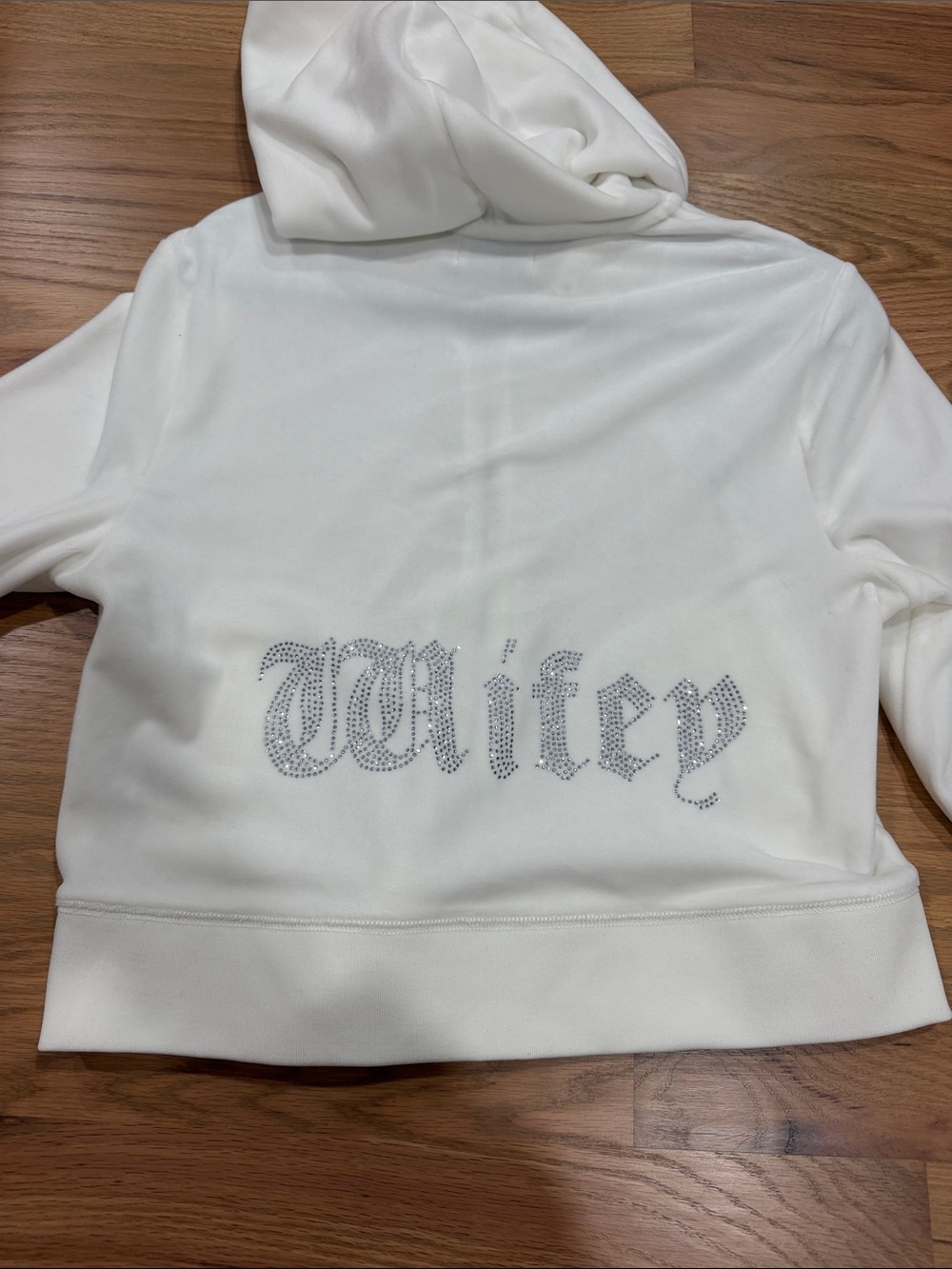 Juicy Couture White Rhinestone Logo Hoodie - Picture 6 of 7